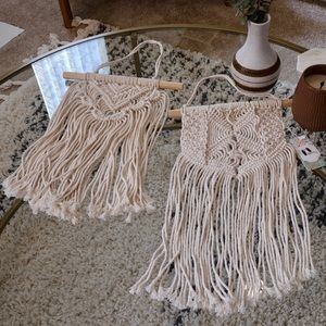 2 Small Macrame Cotton Wall Hangings